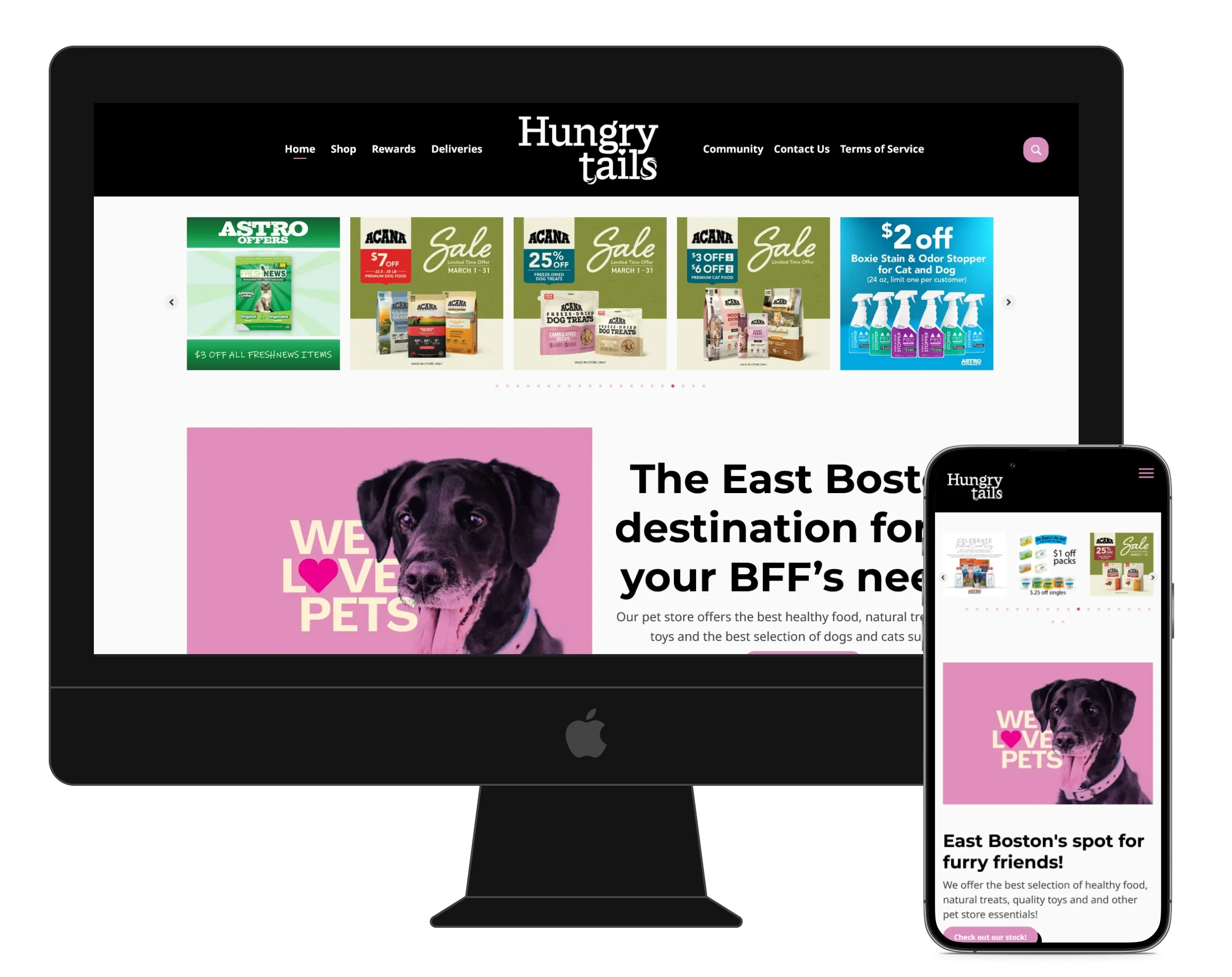 Hungry Tails website on desktop and phone